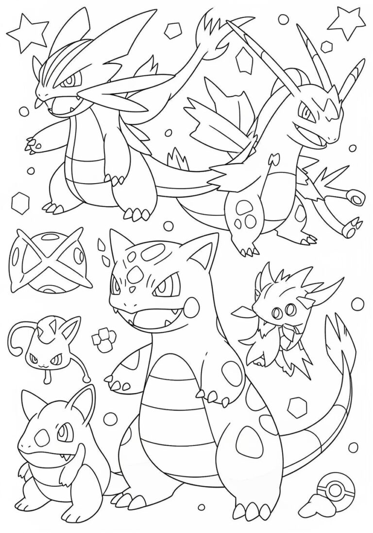 Pokemon Mega Evolution Coloring Page to Print Out and Color Pokemon Mega Evolution Coloring Page to Print Out and Color