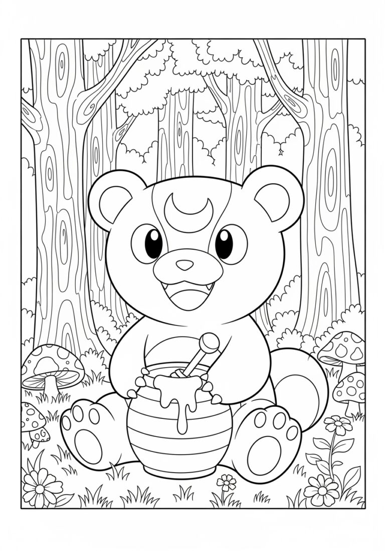 Pokemon Teddiursa Coloring Page to Print Out and Color Pokemon Teddiursa Coloring Page to Print Out and Color