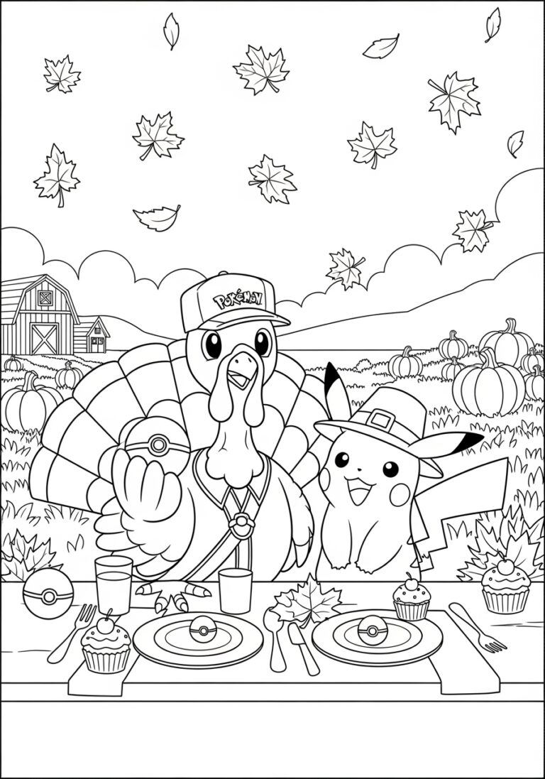 Pokémon Thanksgiving Coloring Page Pokémon Thanksgiving Coloring Page