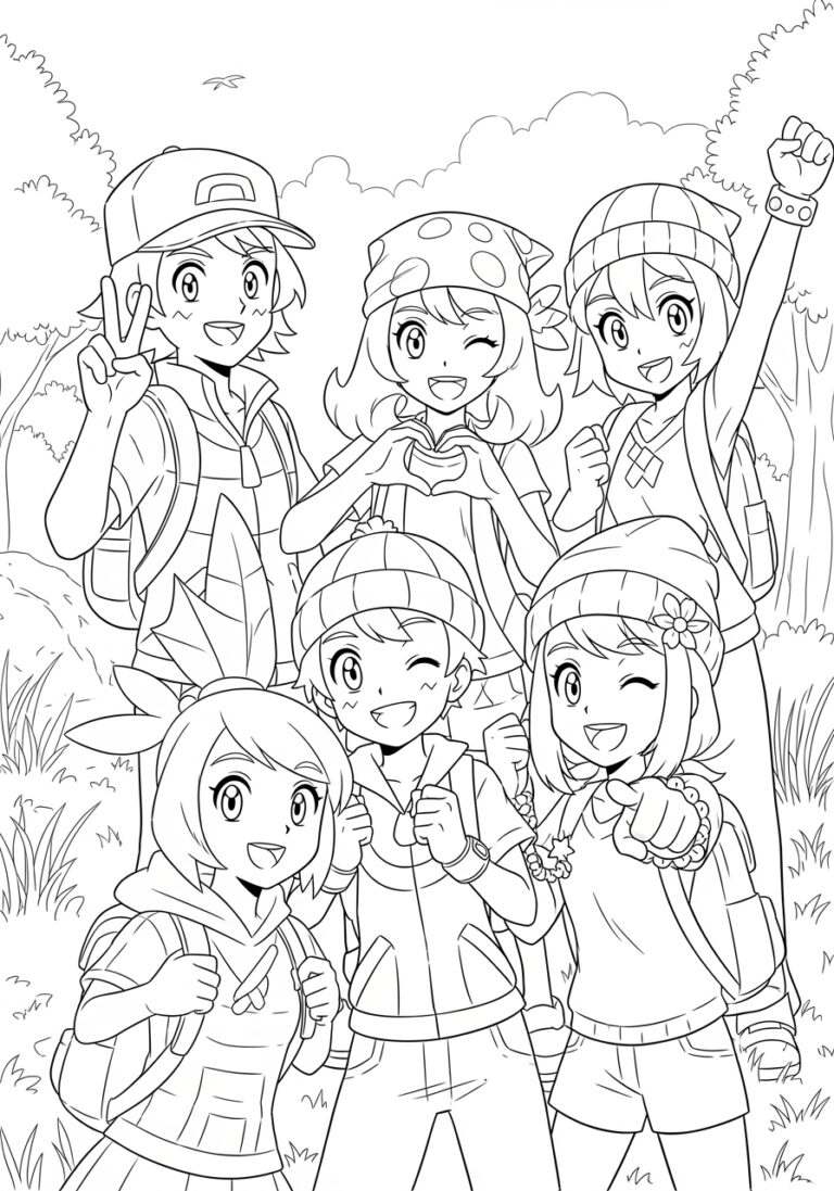 Pokemon Trainer Coloring Page to Print Out and Color