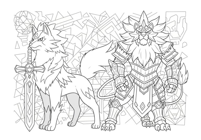 Pokemon Zamazenta and Zacian Coloring Page Pokemon Zamazenta and Zacian Coloring Page