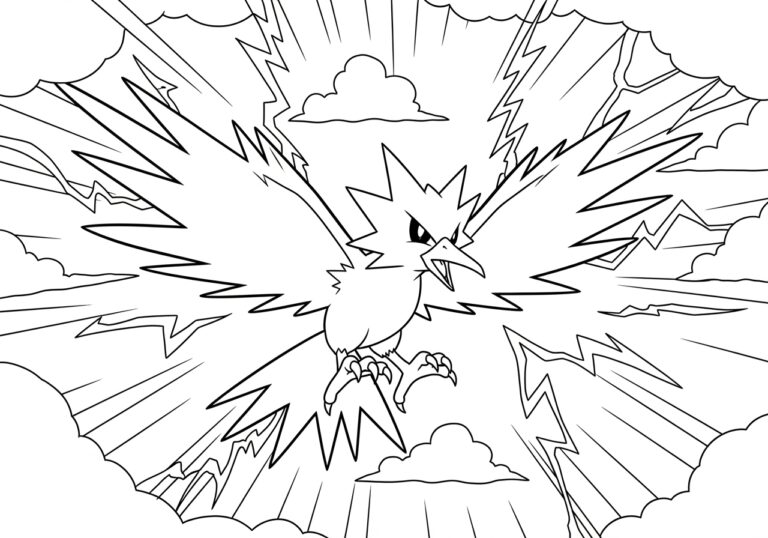 Pokemon Zapdos Coloring Page to Print Out and Color Pokemon Zapdos Coloring Page to Print Out and Color