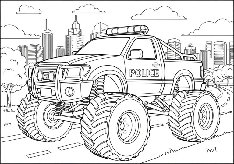 Police Monster Truck Coloring Page