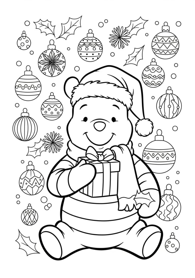 Pooh Bear Christmas Coloring Page Pooh Bear Christmas Coloring Page
