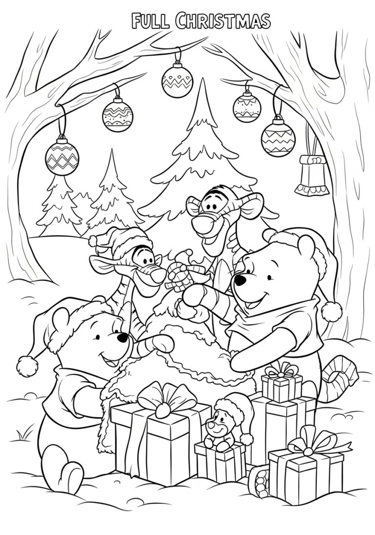 Pooh Christmas Coloring Page Pooh Christmas Coloring Page