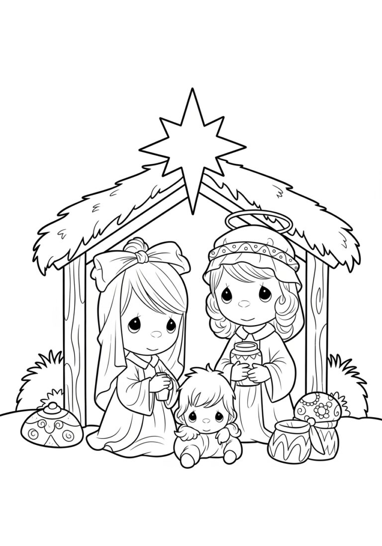 Precious Moments Nativity Coloring Page
