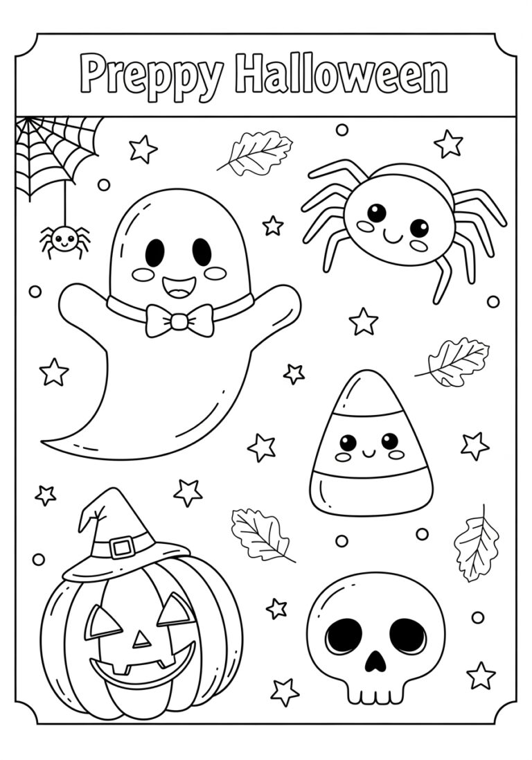 Preppy Halloween Coloring Page to Print Out and Color Preppy Halloween Coloring Page to Print Out and Color