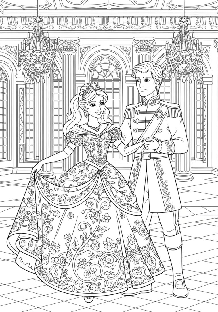 Prince Princess Coloring Page Prince Princess Coloring Page