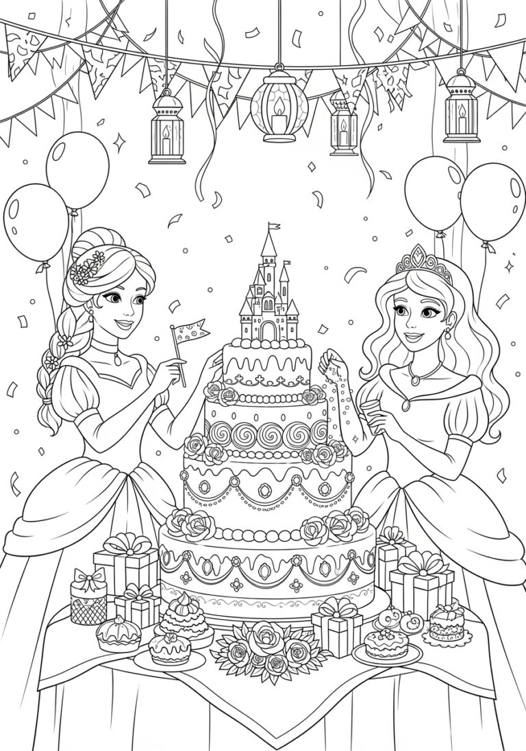 Princess Cake Coloring Page Princess Cake Coloring Page