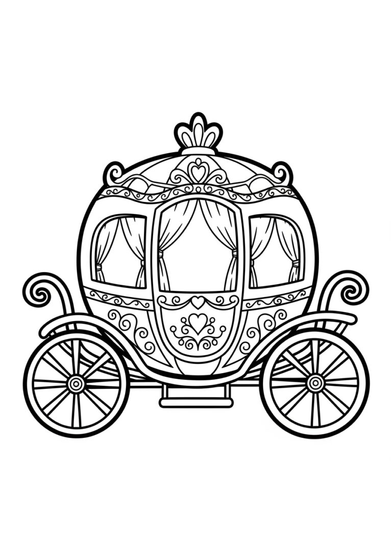 Princess Carriage Coloring Page Princess Carriage Coloring Page