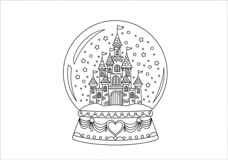 Princess Castle Snow Globe Coloring Page
