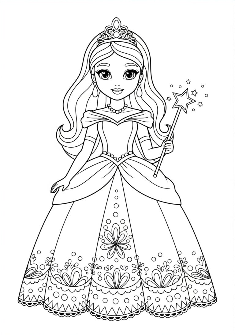 Princess Doll Coloring Page Princess Doll Coloring Page