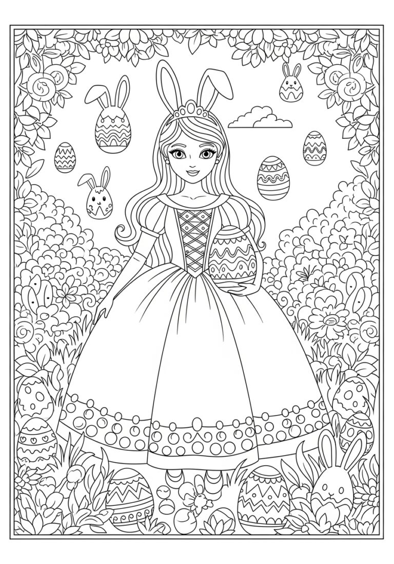 Princess Easter Coloring Page Princess Easter Coloring Page
