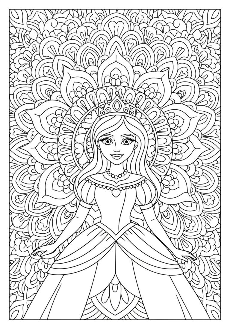 Princess Mandala Coloring Page