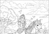 Princess on Horse Coloring Page