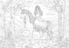 Princess Riding a Unicorn Coloring Page