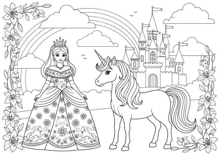 Princess Unicorn Castle Coloring Page Princess Unicorn Castle Coloring Page