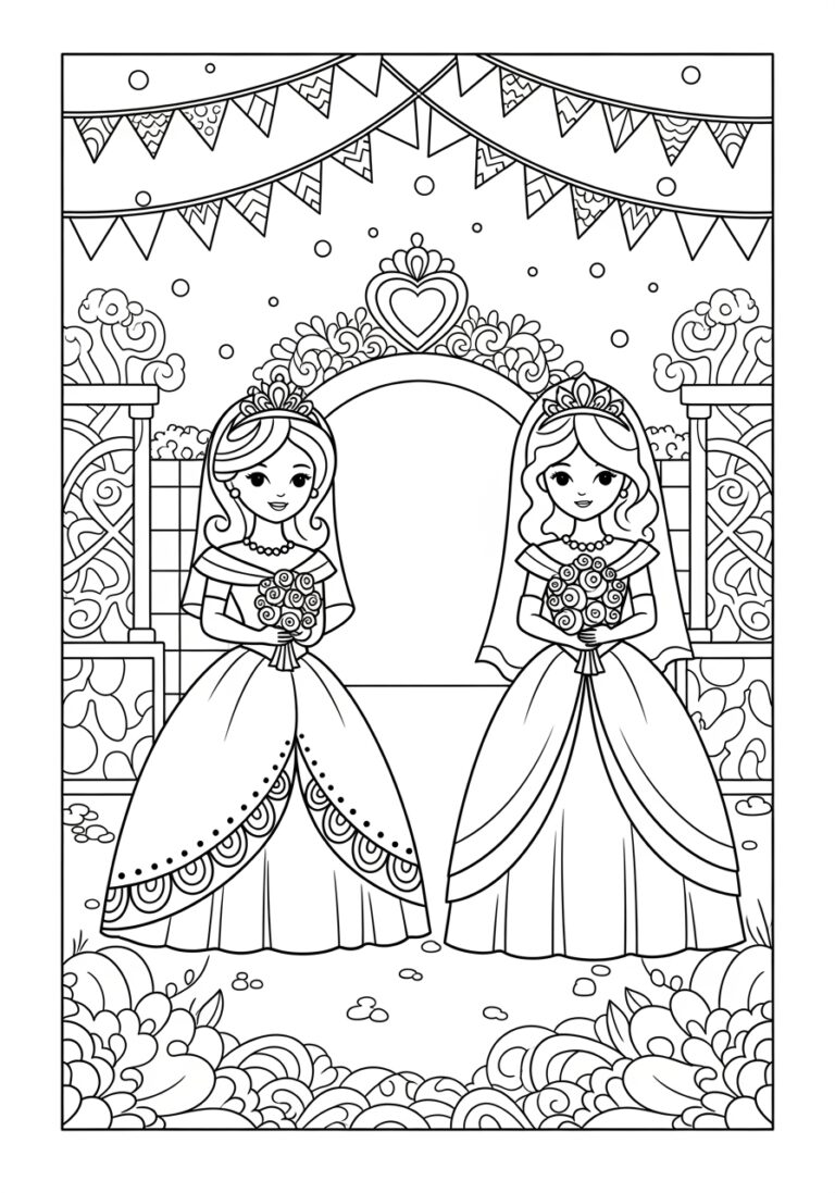 Princess Wedding Coloring Page Princess Wedding Coloring Page