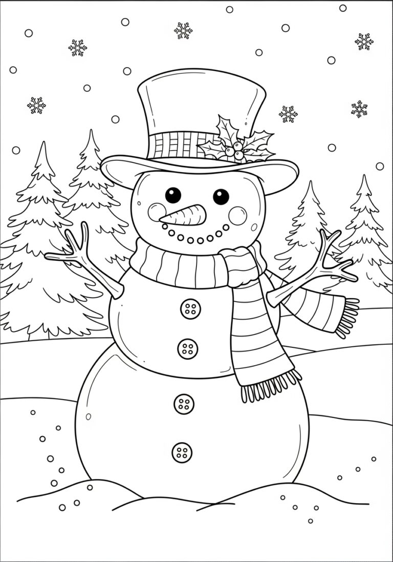 Printable Snowman Image Coloring Page Printable Snowman Image Coloring Page