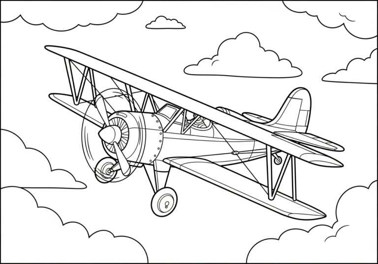 Propeller Plane Coloring Page to Print Out and Color