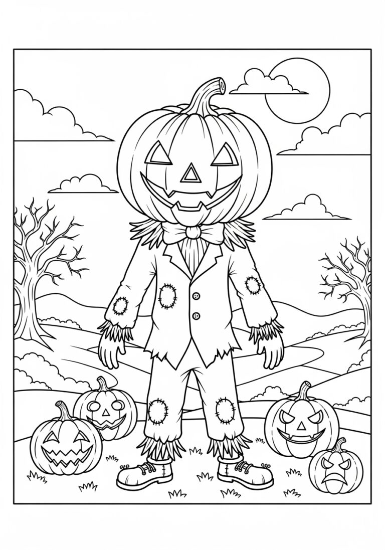 Pumpkin Head Coloring Page to Print Out and Color Pumpkin Head Coloring Page to Print Out and Color