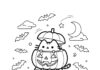 Pusheen Halloween Coloring Page