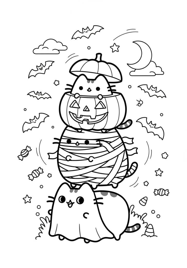 Pusheen Halloween Coloring Page Pusheen Halloween Coloring Page