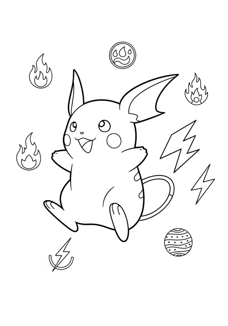 Raichu Coloring Page to Print Out and Color Raichu Coloring Page to Print Out and Color