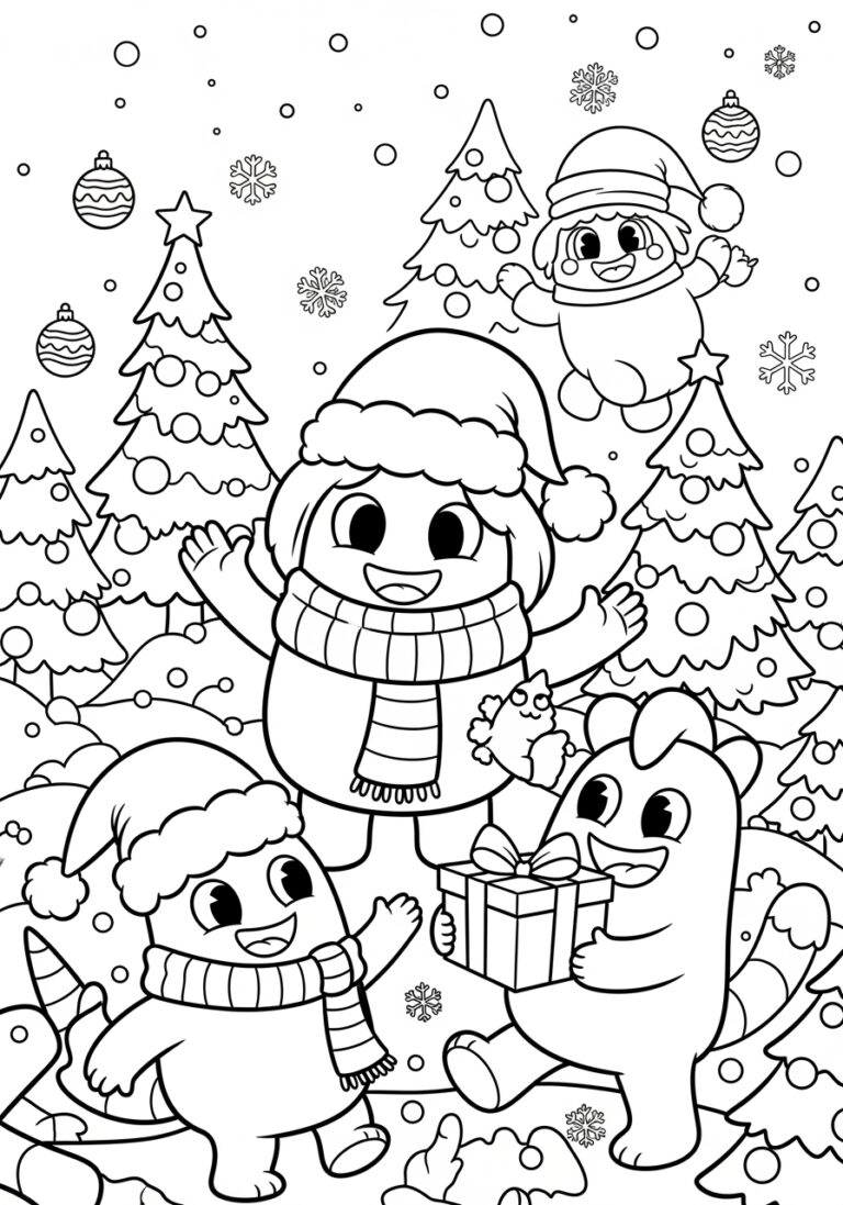 Rainbow Friend Christmas Coloring Page