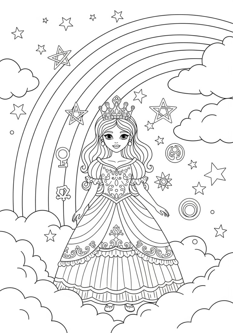Rainbow Princess Coloring Page Rainbow Princess Coloring Page
