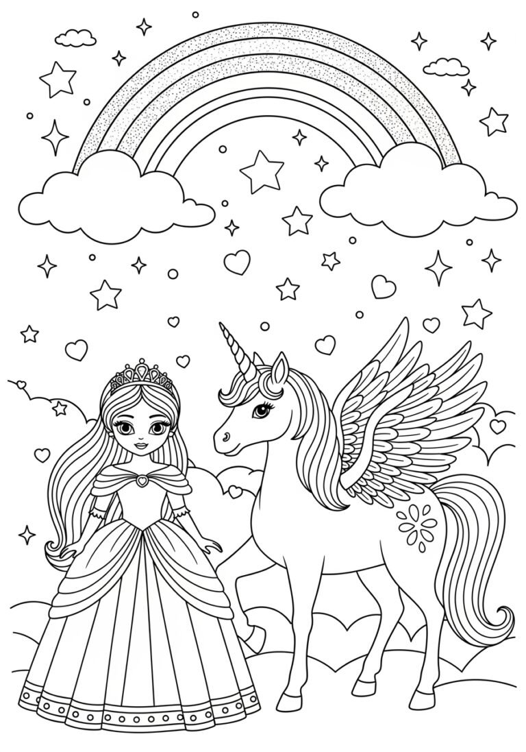 Coloriage Licorne Arc En Ciel Coloriage Licorne Princesse Arc En Ciel