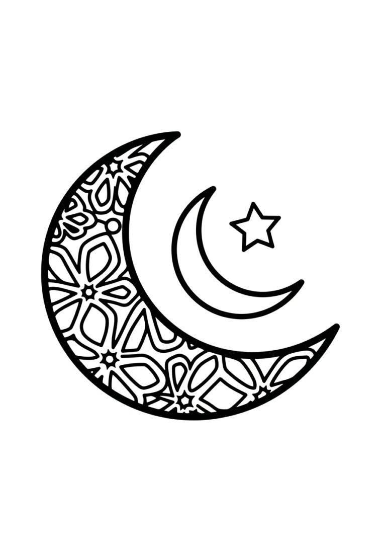 Ramadan Crescent Moon Ornament Coloring Page Ramadan Crescent Moon Ornament Coloring Page