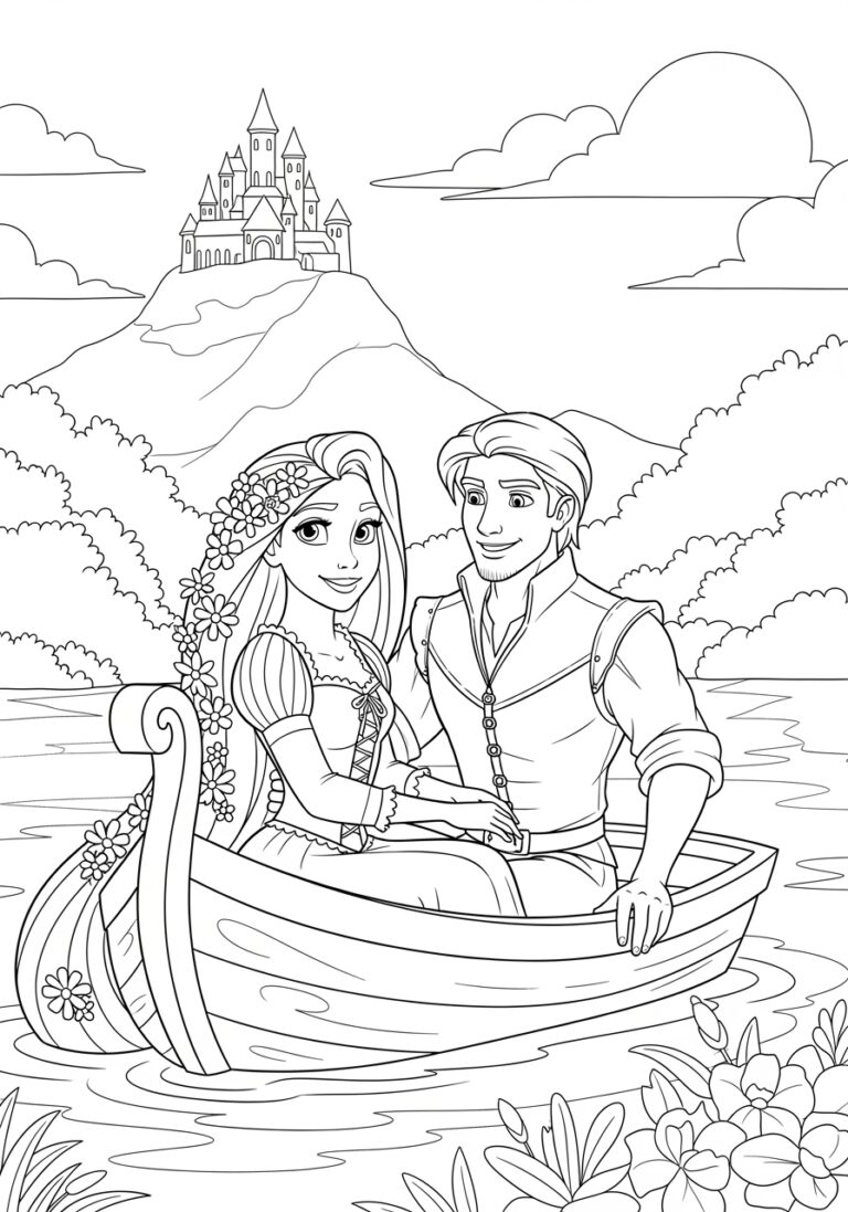Rapunzel and Flynn Coloring Page Rapunzel and Flynn Coloring Page