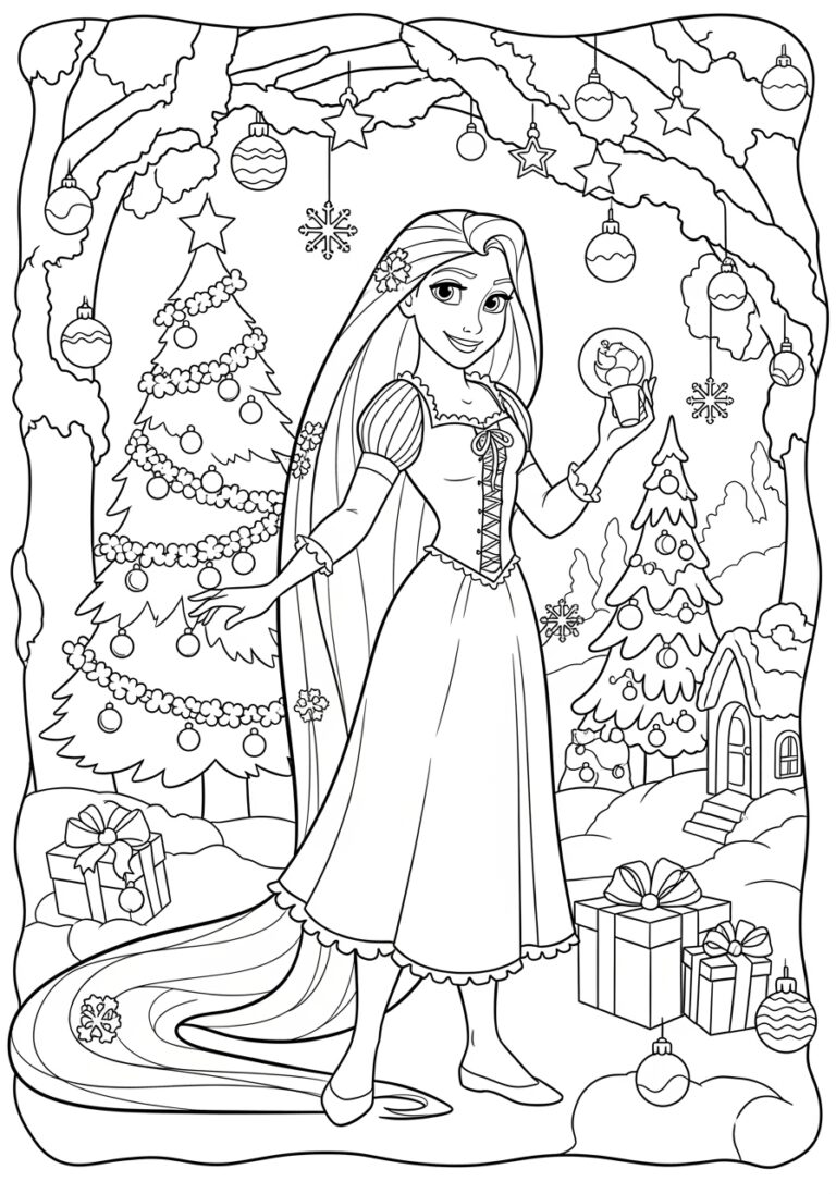 Rapunzel Christmas Coloring Page Rapunzel Christmas Coloring Page