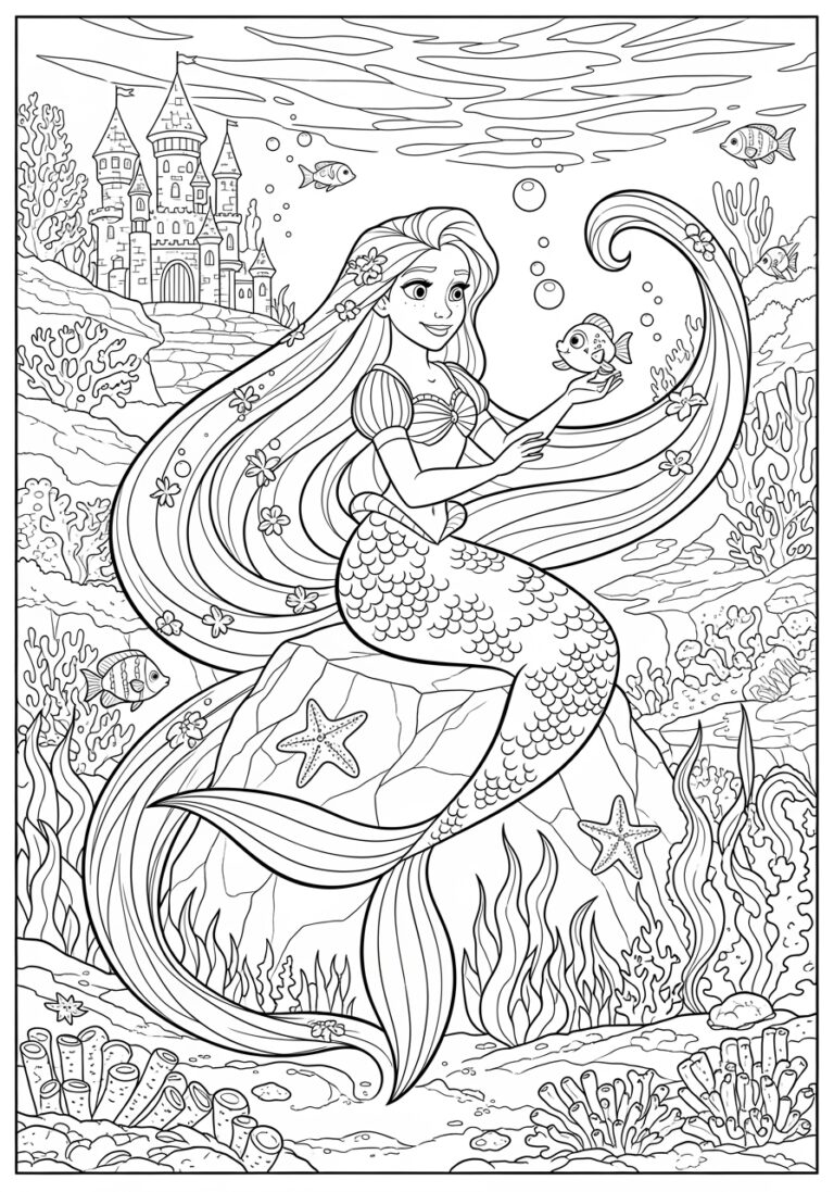 Rapunzel Mermaid Coloring Page Rapunzel Mermaid Coloring Page