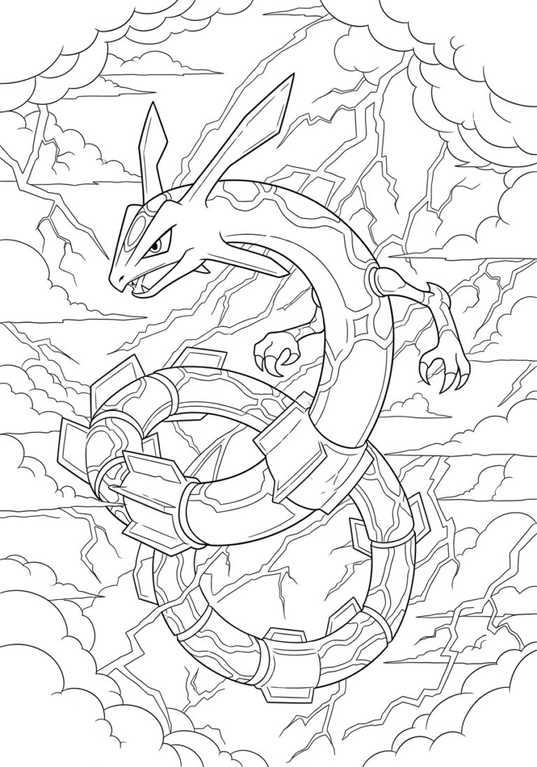 Rayquaza VMAX Coloring Page to Print and Color Rayquaza VMAX Coloring Page to Print and Color
