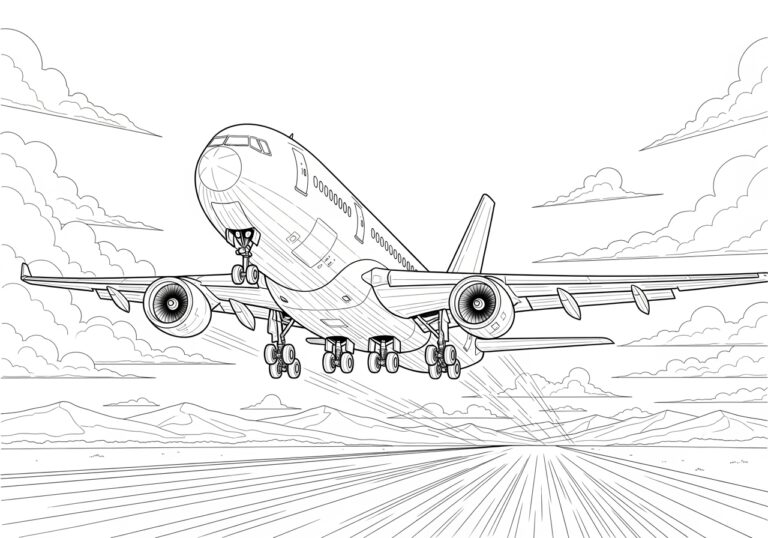 Realistic Airplane Coloring Page