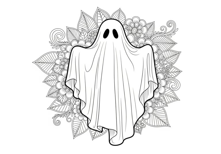 Realistic Classic Bedsheet Ghost Shading Practice Coloring Page