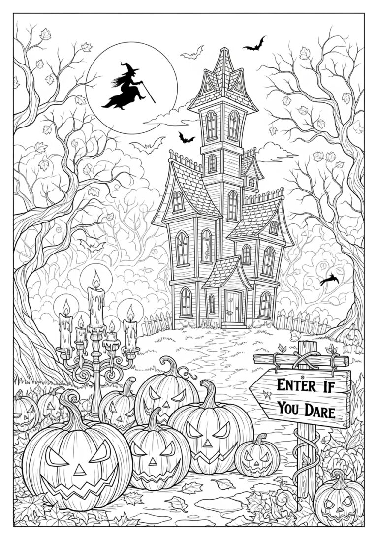 Realistic Halloween Coloring Page Realistic Halloween Coloring Page