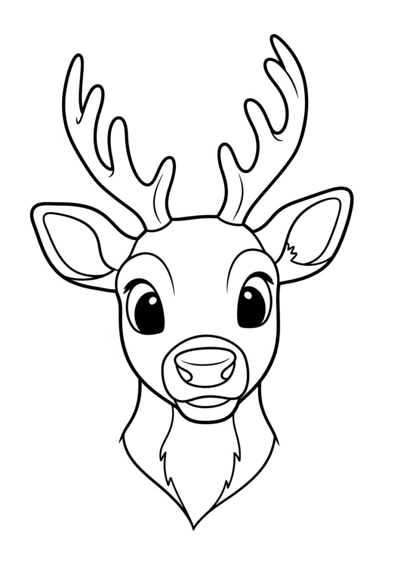 Realistic Rudolph Reindeer Portrait Coloring Page