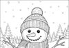 Realistic Snowman Coloring Page with Shading