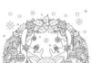Reindeer Christmas Wreath Coloring Page