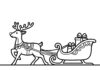 Reindeer Pulling Sleigh Silhouette Coloring Page