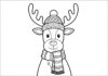 Reindeer Wearing Scarf and Hat Coloring Page