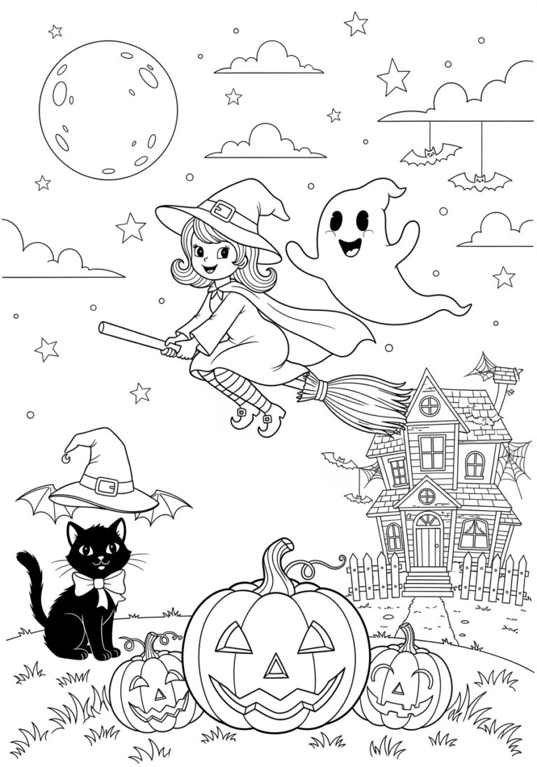 Retro Halloween Coloring Page