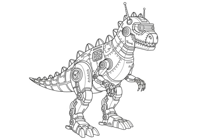 Coloriage De Dinosaure Robot Imprimable Pour Enfants