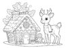 Rudolph at a Gingerbread House Coloring Page