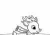 Rudolph Ice Skating on a Frozen Pond Coloring Page