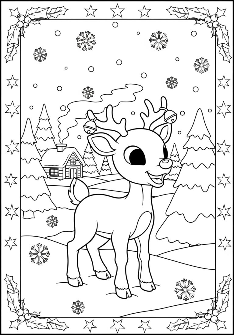 Rudolph the Red-Nosed Reindeer Coloring Page