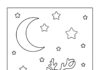 Rudolph Under Moon and Stars Bedtime Coloring Page